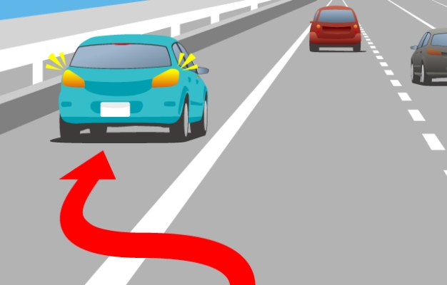 ハザードランプを点灯して、車を路肩に寄せる